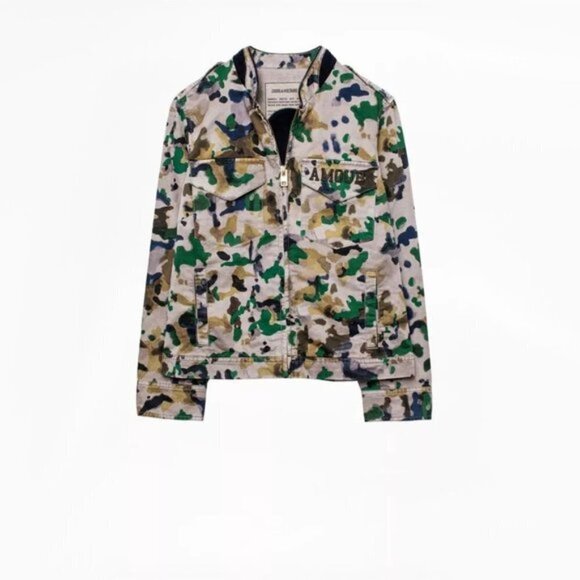 NWT Zadig & Voltaire camo print cotton bomber jacket, L - Picture 4 of 7